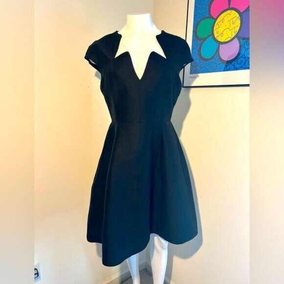 Halston Heritage Black A-line Mini Dress Size 10 - Picture 1 of 11